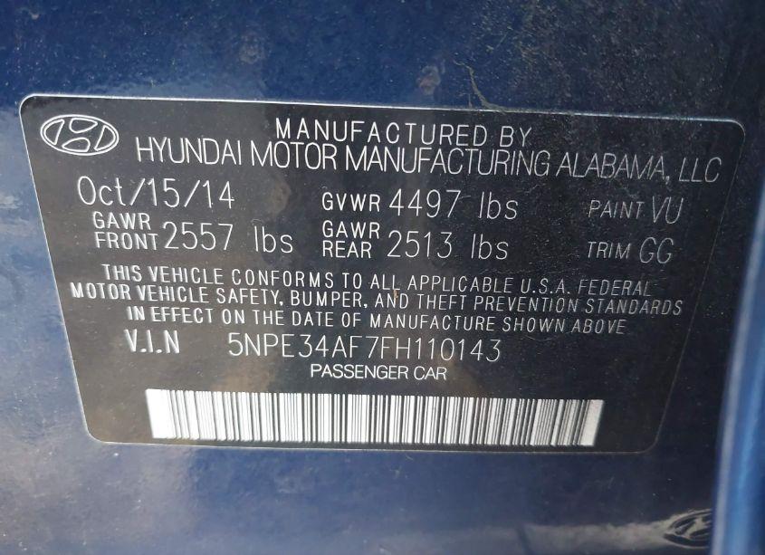 Photo 9 of 2015 Hyundai Sonata SPORT/LIMITED (VIN 5NPE34AF7FH110143)