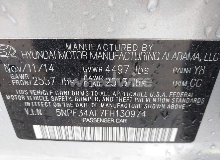 Photo 9 of 2015 Hyundai Sonata LIMITED (VIN 5NPE34AF7FH130974)