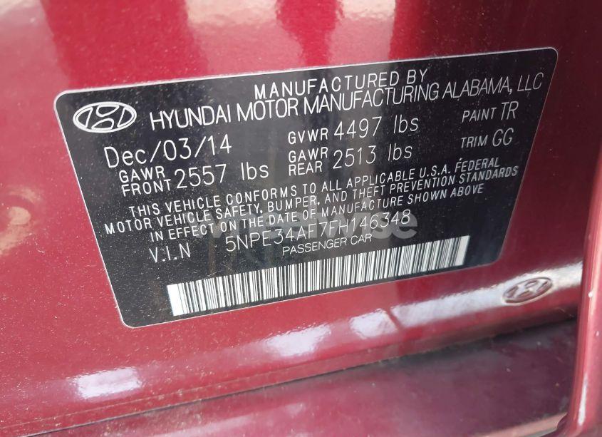 Photo 9 of 2015 Hyundai Sonata SPORT (VIN 5NPE34AF7FH146348)