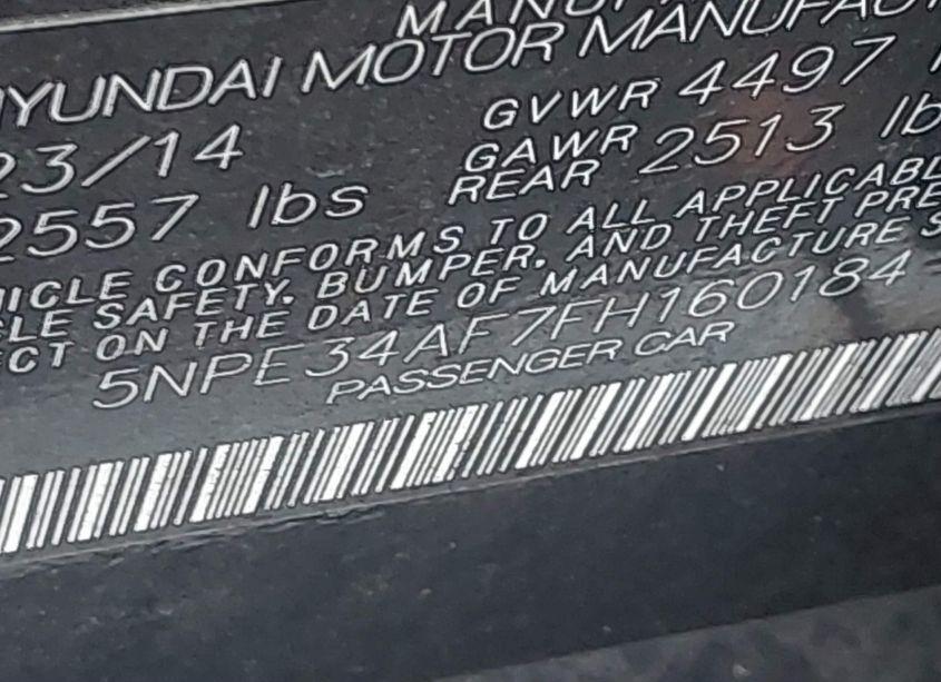 Photo 9 of 2015 Hyundai Sonata SPORT (VIN 5NPE34AF7FH160184)