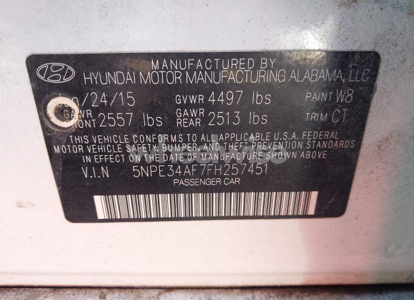 Photo 9 of 2015 Hyundai Sonata SPORT (VIN 5NPE34AF7FH257451)