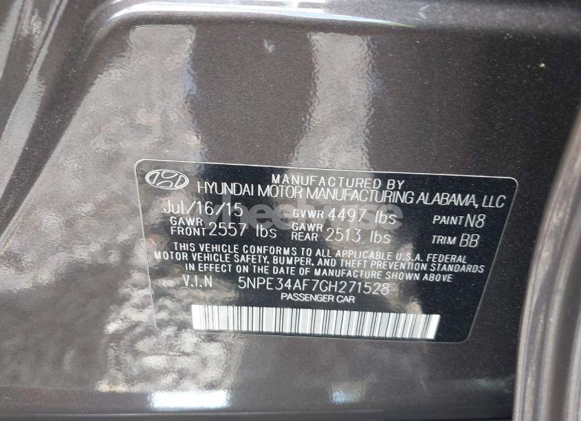 Photo 9 of 2016 Hyundai Sonata SPORT (VIN 5NPE34AF7GH271528)