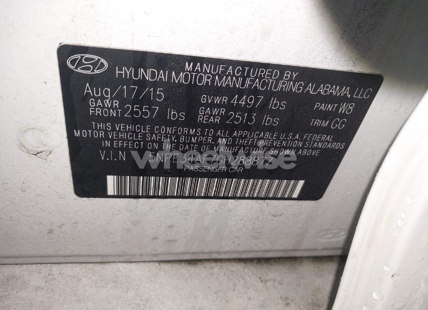 Photo 9 of 2016 Hyundai Sonata LIMITED (VIN 5NPE34AF7GH288877)