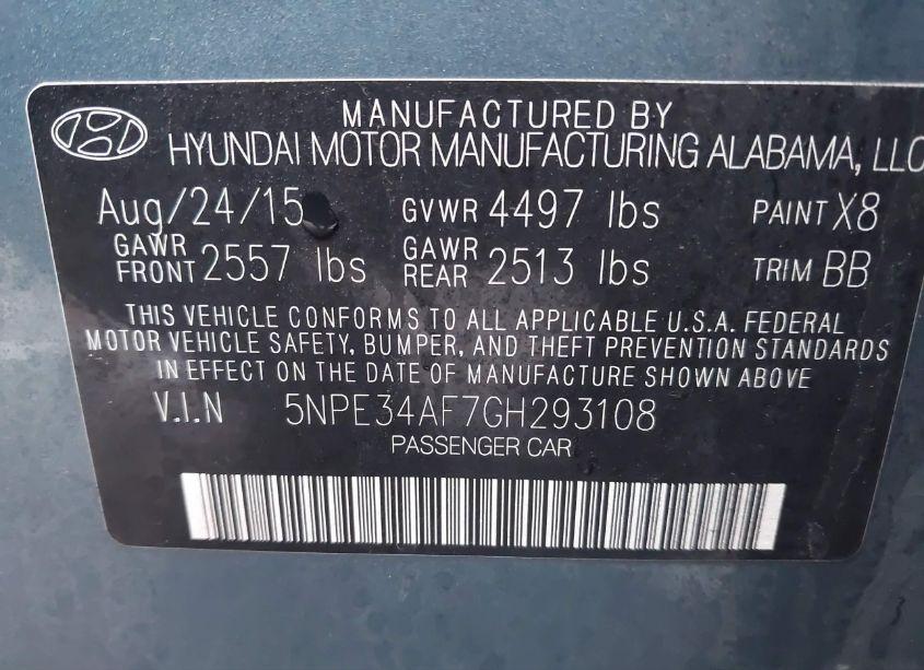 Photo 9 of 2016 Hyundai Sonata SPORT (VIN 5NPE34AF7GH293108)