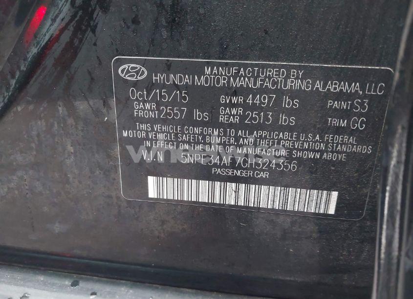 Photo 9 of 2016 Hyundai Sonata LIMITED (VIN 5NPE34AF7GH324356)