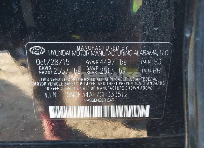Photo 9 of 2016 Hyundai Sonata SPORT (VIN 5NPE34AF7GH333512)