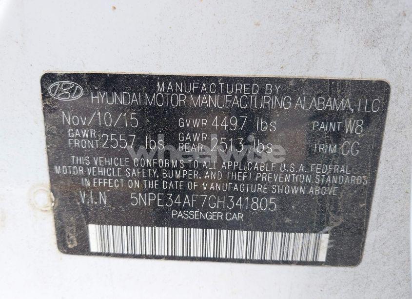 Photo 9 of 2016 Hyundai Sonata LIMITED (VIN 5NPE34AF7GH341805)