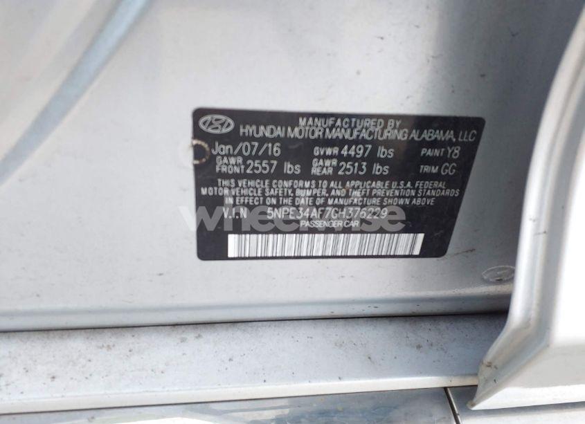 Photo 9 of 2016 Hyundai Sonata SPORT (VIN 5NPE34AF7GH376229)