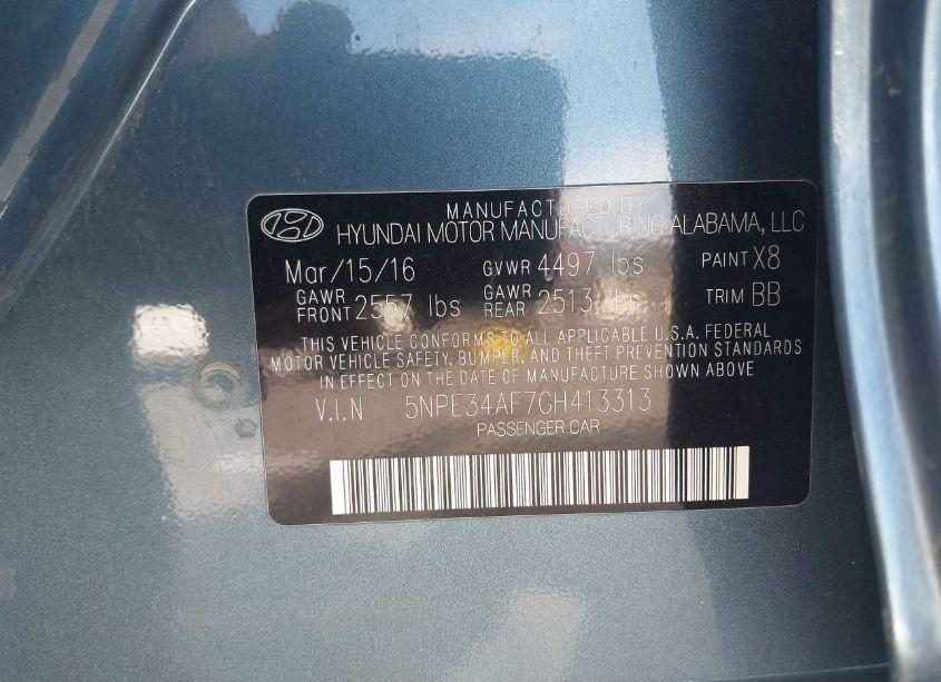 Photo 9 of 2016 Hyundai Sonata SPORT (VIN 5NPE34AF7GH413313)