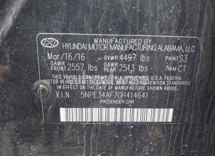 Photo 9 of 2016 Hyundai Sonata LIMITED (VIN 5NPE34AF7GH414641)