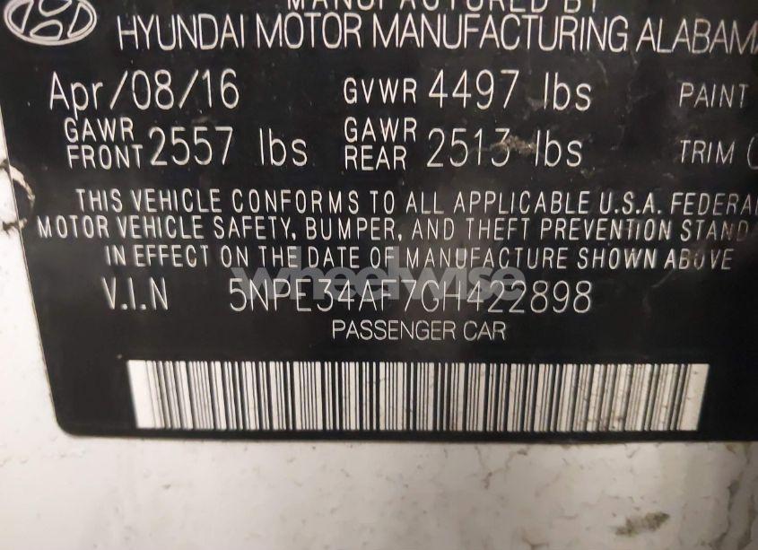 Photo 9 of 2016 Hyundai Sonata SPORT (VIN 5NPE34AF7GH422898)