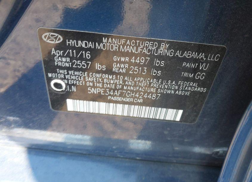 Photo 9 of 2016 Hyundai Sonata SPORT (VIN 5NPE34AF7GH424487)