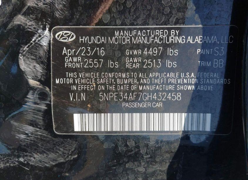 Photo 9 of 2016 Hyundai Sonata SPORT (VIN 5NPE34AF7GH432458)