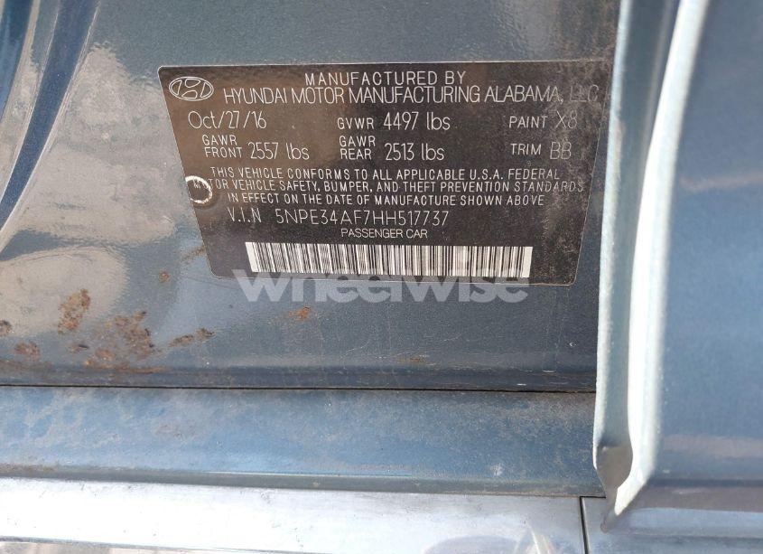 Photo 9 of 2017 Hyundai Sonata LIMITED (VIN 5NPE34AF7HH517737)