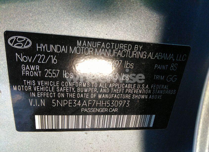 Photo 9 of 2017 Hyundai Sonata LIMITED (VIN 5NPE34AF7HH530973)