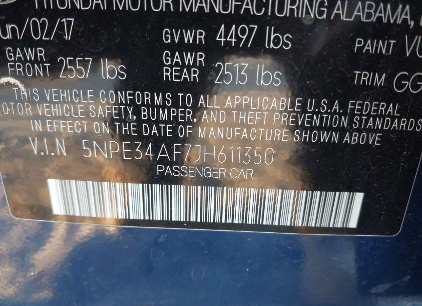 Photo 9 of 2018 Hyundai Sonata SEL (VIN 5NPE34AF7JH611350)