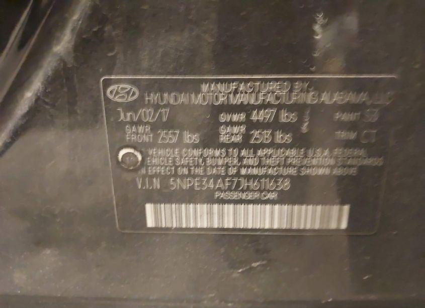 Photo 9 of 2018 Hyundai Sonata LIMITED (VIN 5NPE34AF7JH611638)