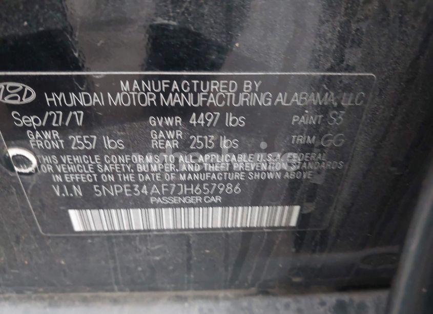 Photo 9 of 2018 Hyundai Sonata SEL (VIN 5NPE34AF7JH657986)