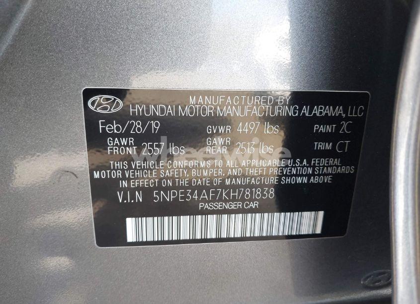 Photo 9 of 2019 Hyundai Sonata LIMITED (VIN 5NPE34AF7KH781838)