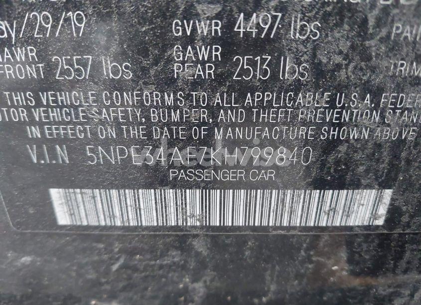 Photo 9 of 2019 Hyundai Sonata SEL (VIN 5NPE34AF7KH799840)