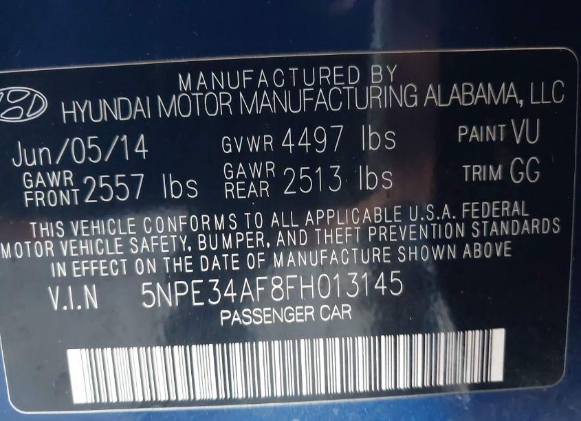 Photo 9 of 2015 Hyundai Sonata N/A (VIN 5NPE34AF8FH013145)