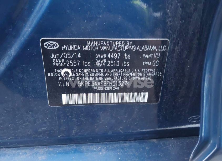 Photo 9 of 2015 Hyundai Sonata LIMITED (VIN 5NPE34AF8FH013274)