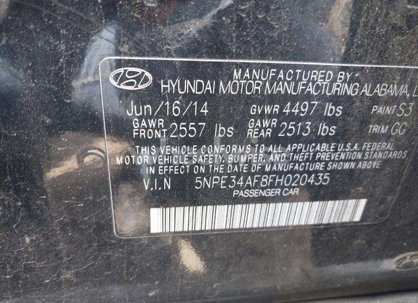 Photo 9 of 2015 Hyundai Sonata SPORT (VIN 5NPE34AF8FH020435)