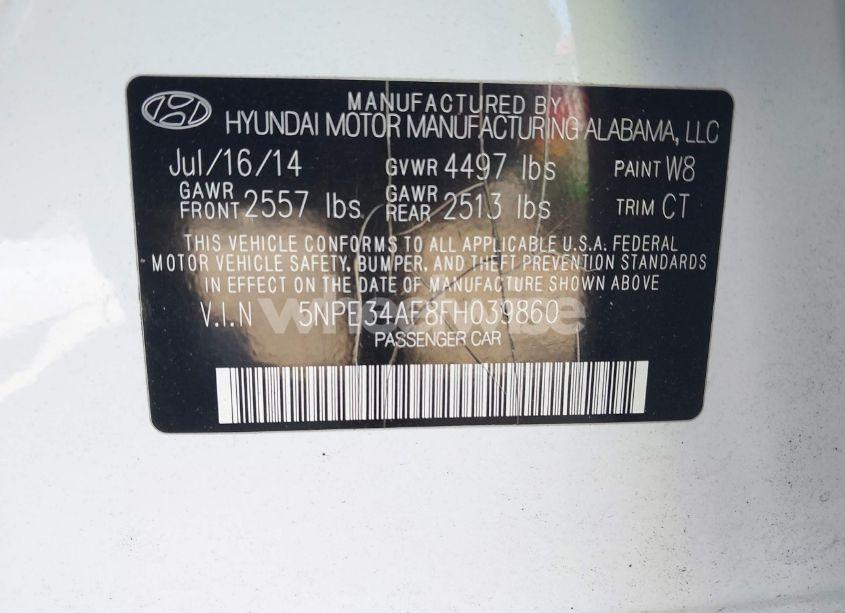 Photo 9 of 2015 Hyundai Sonata LIMITED (VIN 5NPE34AF8FH039860)