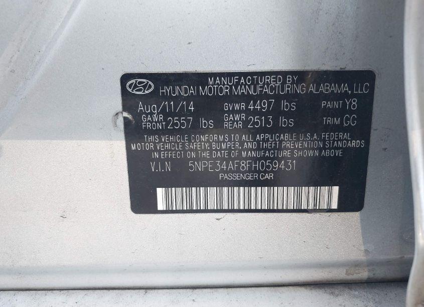 Photo 9 of 2015 Hyundai Sonata SPORT (VIN 5NPE34AF8FH059431)