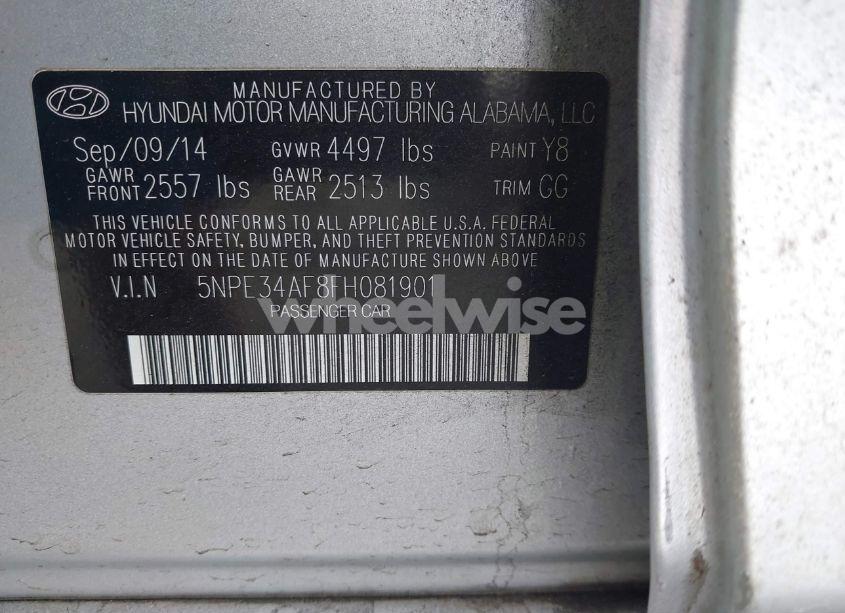 Photo 9 of 2015 Hyundai Sonata SPORT (VIN 5NPE34AF8FH081901)