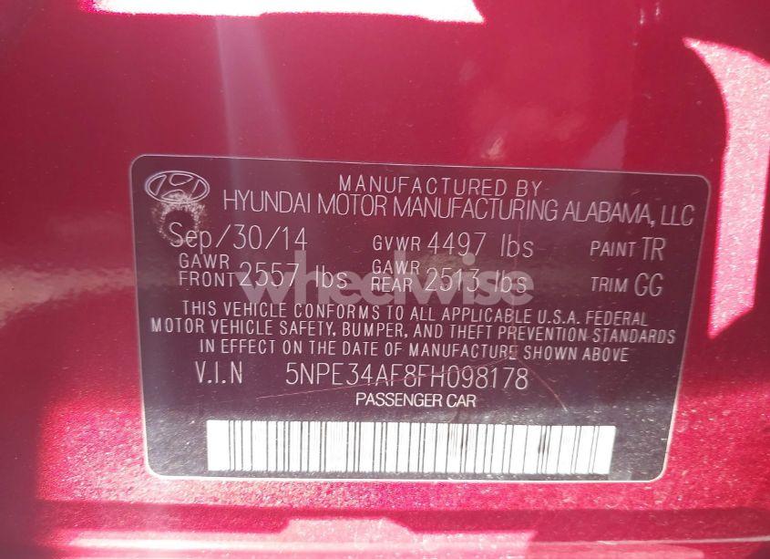 Photo 9 of 2015 Hyundai Sonata SPORT (VIN 5NPE34AF8FH098178)