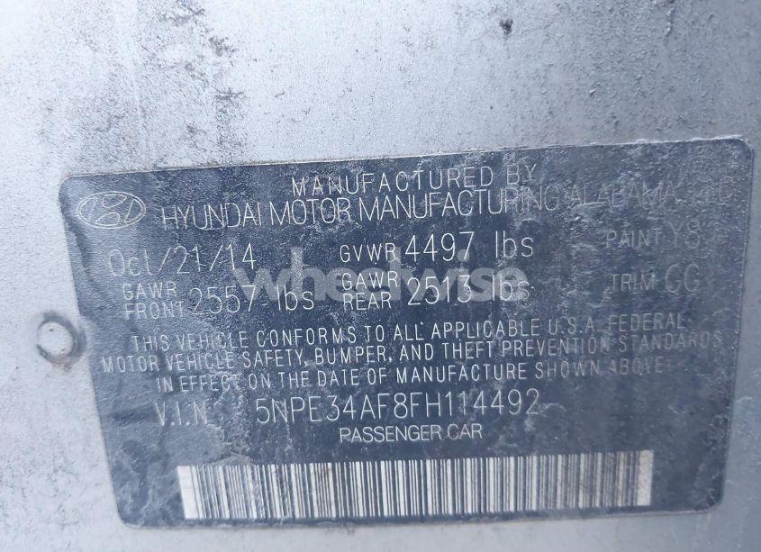 Photo 9 of 2015 Hyundai Sonata SPORT (VIN 5NPE34AF8FH114492)