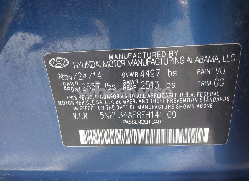 Photo 9 of 2015 Hyundai Sonata SPORT (VIN 5NPE34AF8FH141109)