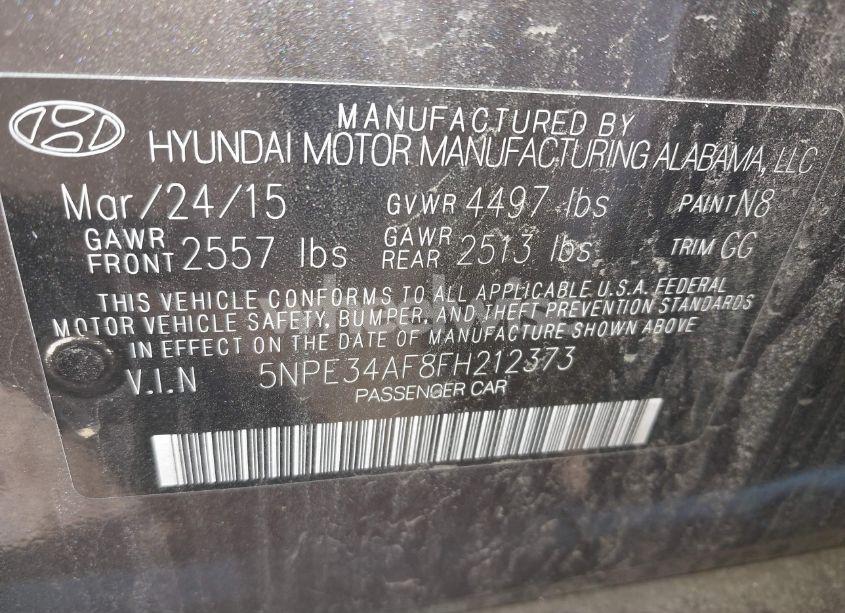 Photo 9 of 2015 Hyundai Sonata SPORT (VIN 5NPE34AF8FH212373)