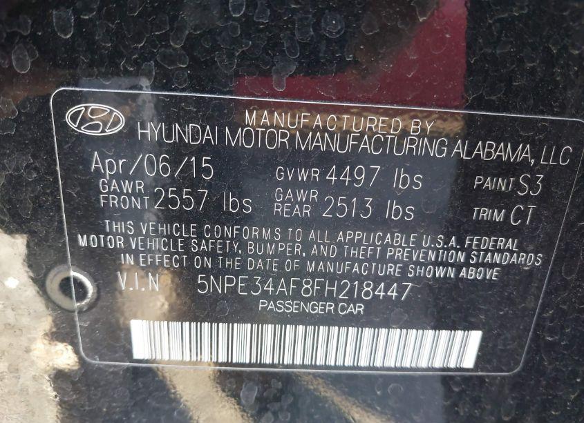 Photo 9 of 2015 Hyundai Sonata LIMITED (VIN 5NPE34AF8FH218447)