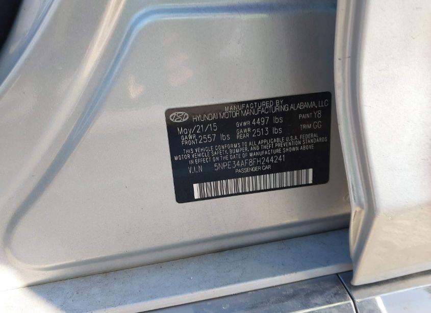 Photo 9 of 2015 Hyundai Sonata LIMITED (VIN 5NPE34AF8FH244241)