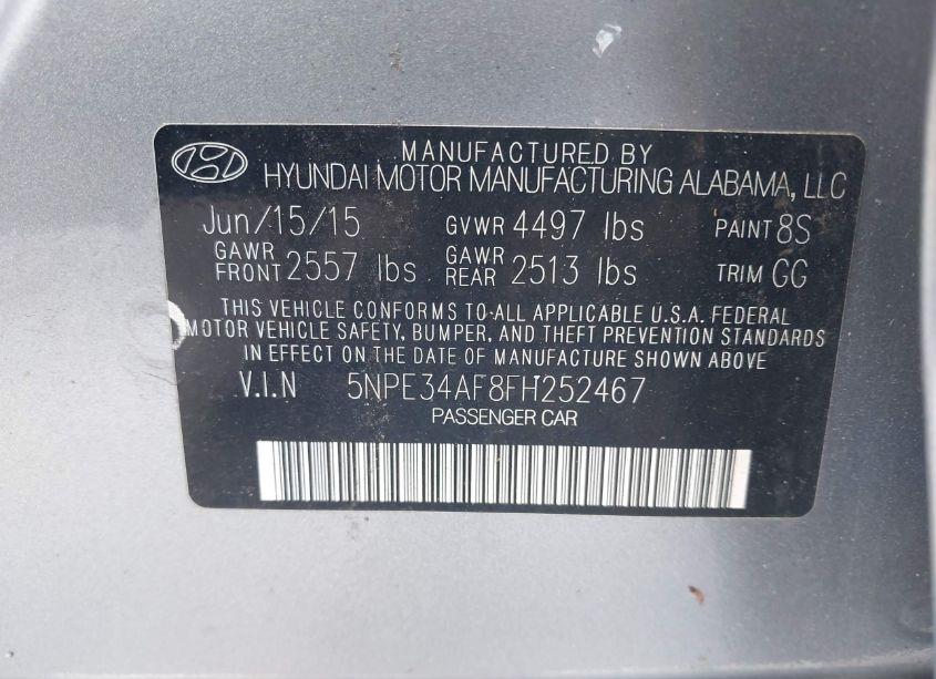Photo 9 of 2015 Hyundai Sonata LIMITED (VIN 5NPE34AF8FH252467)