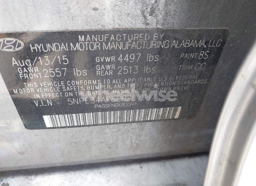 Photo 9 of 2016 Hyundai Sonata SPORT (VIN 5NPE34AF8GH287947)