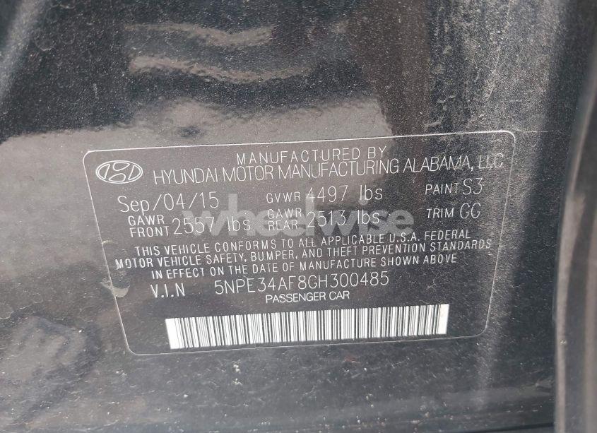 Photo 9 of 2016 Hyundai Sonata LIMITED (VIN 5NPE34AF8GH300485)