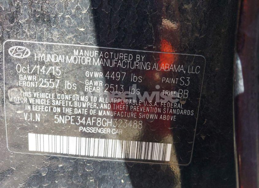 Photo 9 of 2016 Hyundai Sonata LIMITED (VIN 5NPE34AF8GH323488)