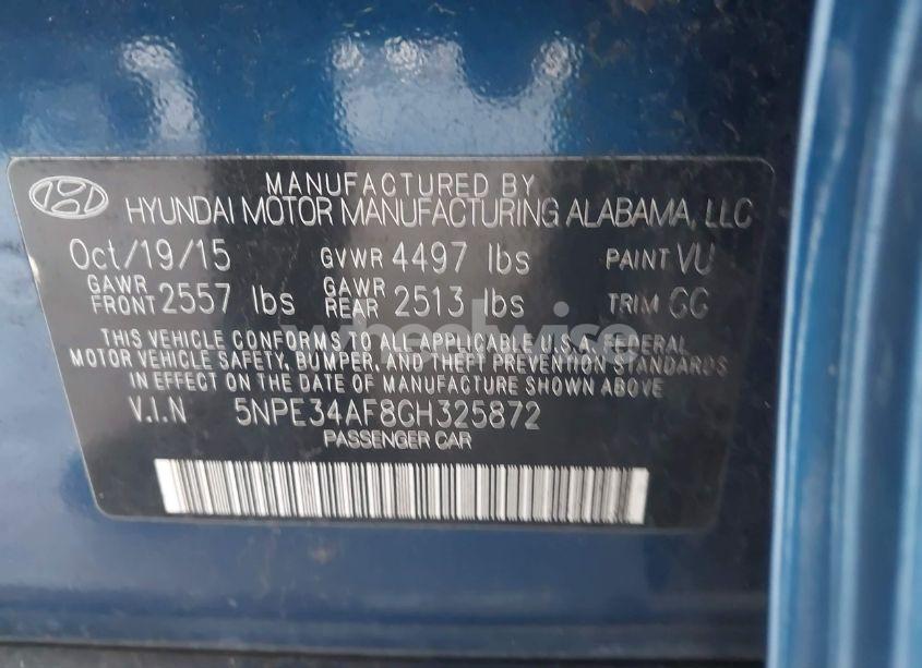 Photo 9 of 2016 Hyundai Sonata SPORT (VIN 5NPE34AF8GH325872)