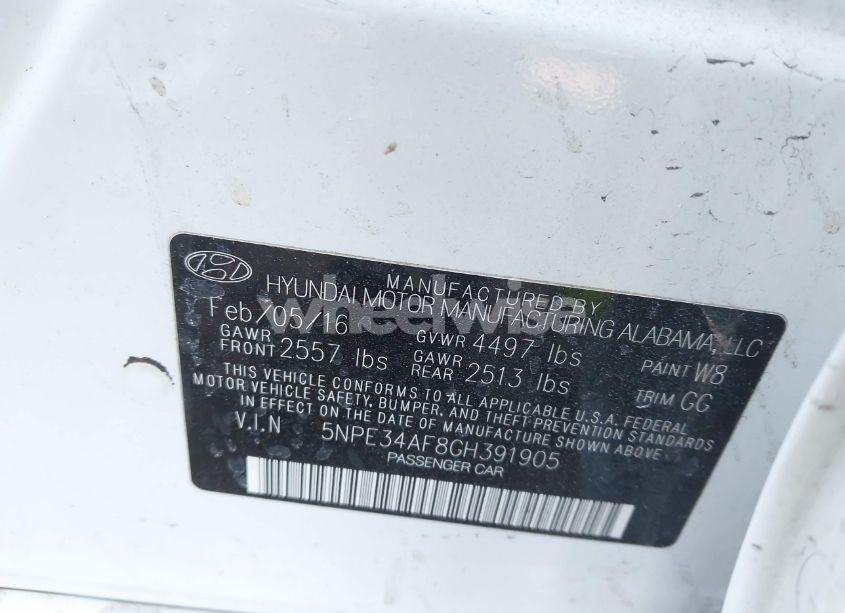 Photo 9 of 2016 Hyundai Sonata SPORT (VIN 5NPE34AF8GH391905)