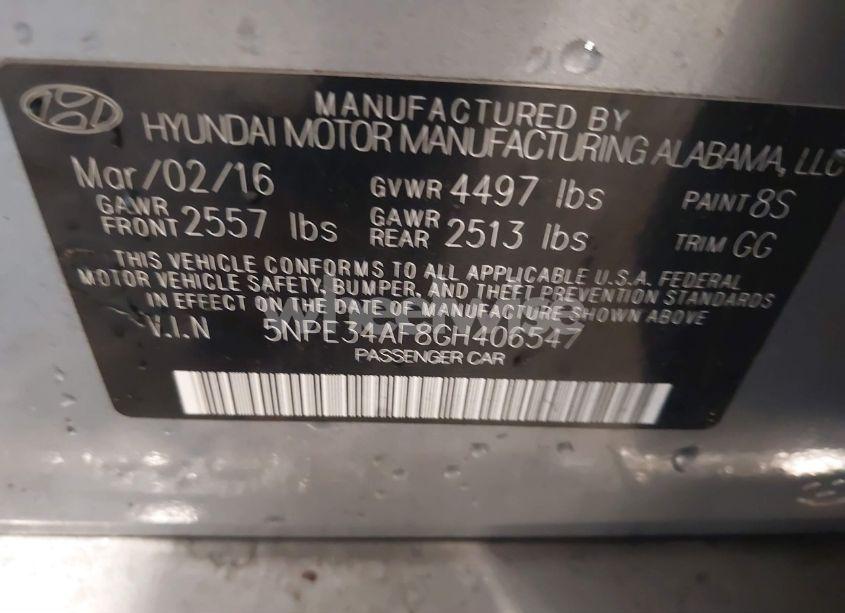 Photo 9 of 2016 Hyundai Sonata SPORT (VIN 5NPE34AF8GH406547)