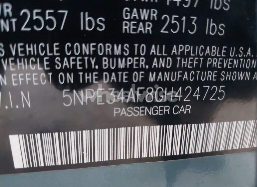 Photo 9 of 2016 Hyundai Sonata SPORT (VIN 5NPE34AF8GH424725)