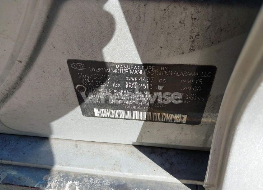 Photo 9 of 2017 Hyundai Sonata SPORT (VIN 5NPE34AF8HH452557)