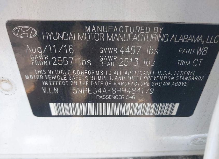Photo 9 of 2017 Hyundai Sonata SPORT (VIN 5NPE34AF8HH484179)