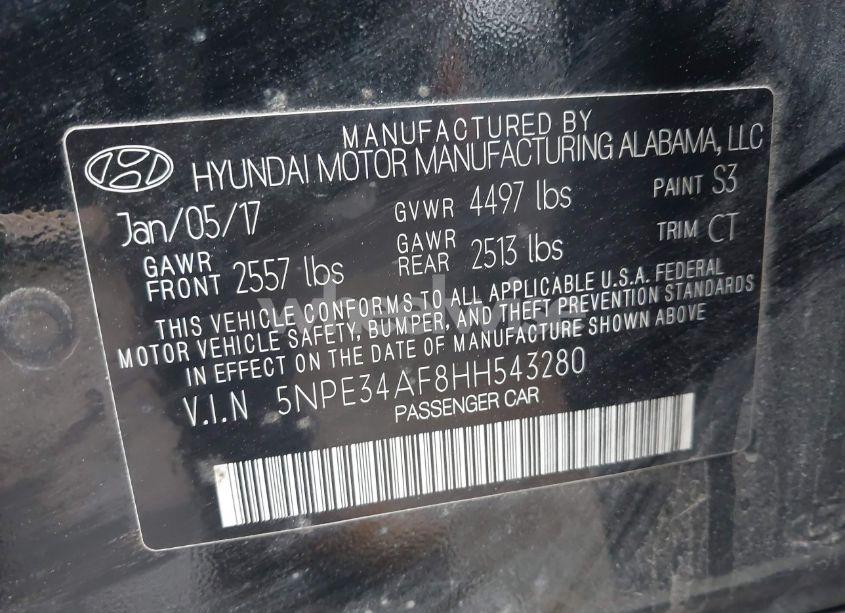 Photo 9 of 2017 Hyundai Sonata SPORT (VIN 5NPE34AF8HH543280)