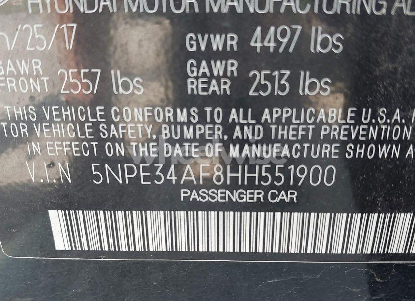 Photo 9 of 2017 Hyundai Sonata SPORT (VIN 5NPE34AF8HH551900)