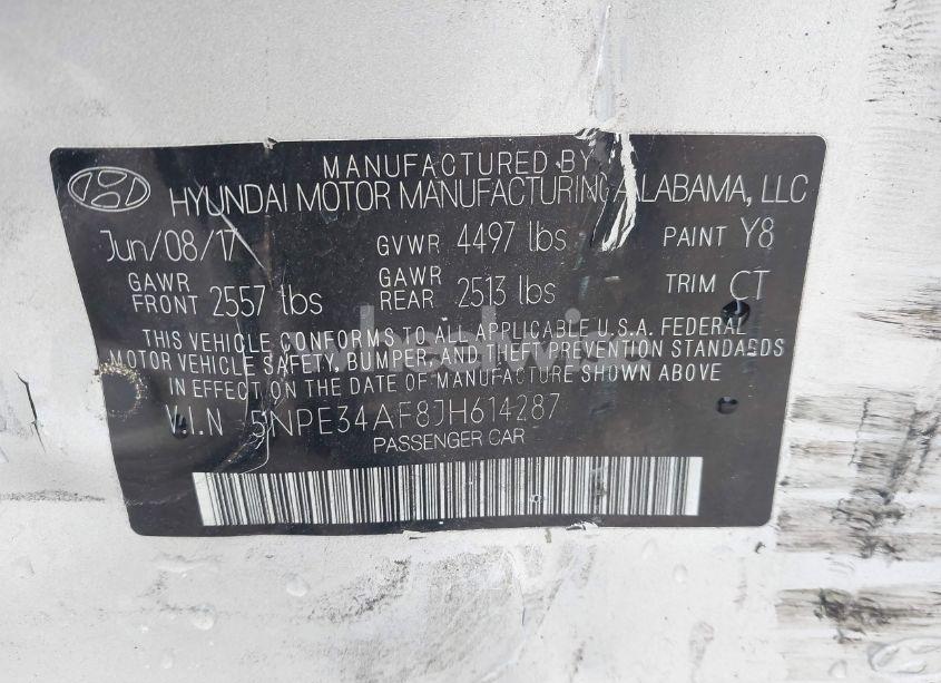 Photo 9 of 2018 Hyundai Sonata SPORT (VIN 5NPE34AF8JH614287)