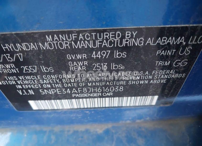 Photo 9 of 2018 Hyundai Sonata SEL (VIN 5NPE34AF8JH616038)